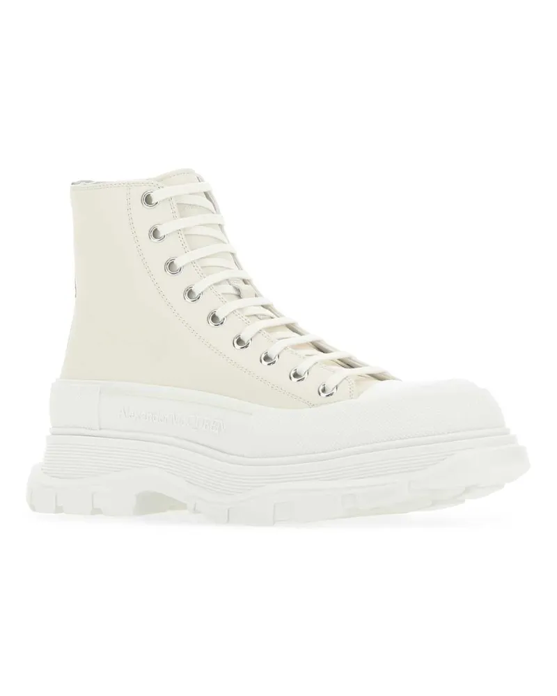 Alexander McQueen Men's Sand Leather Tread Slick Sneakers 7701 Beige