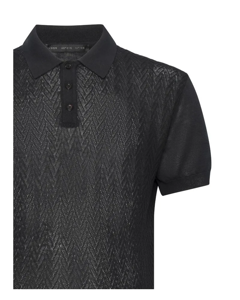 Low Brand Chevron Cotton Polo Shirt — Black Black
