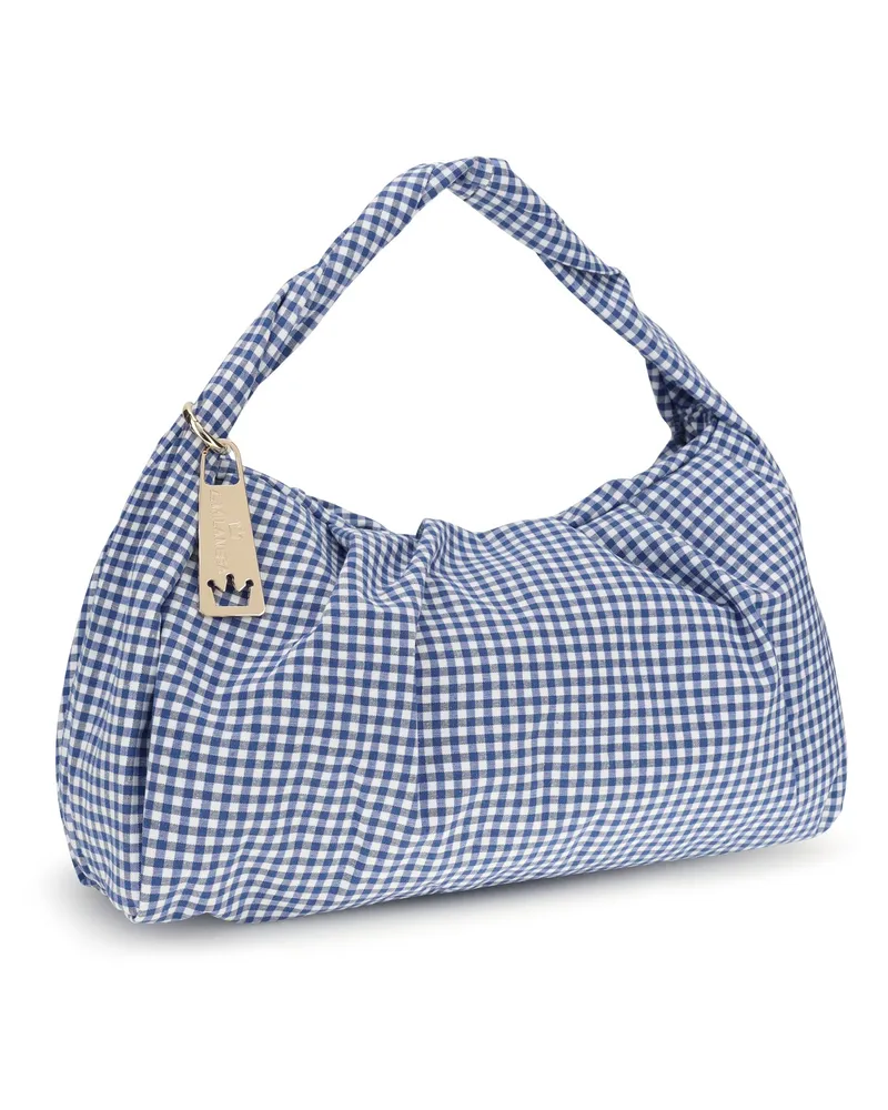 La Milanesa Women's Large Aralia Shoulder Bag Blu Cotton Blue