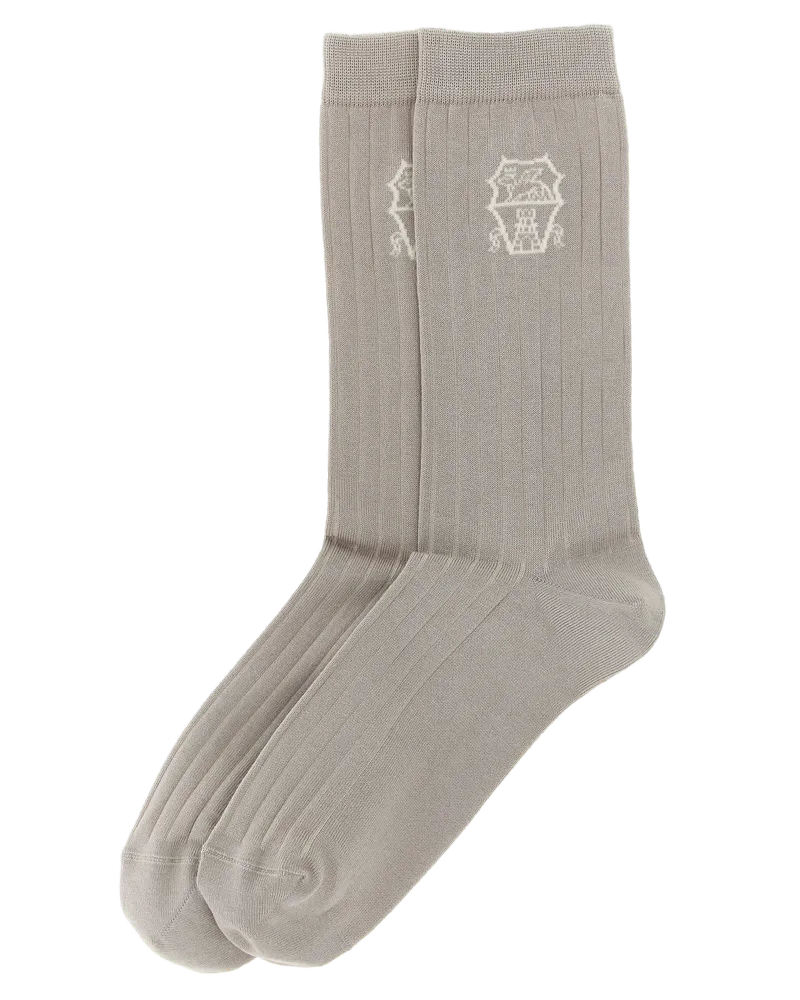 Brunello Cucinelli Ribbed Cotton Socks — Gray Gray