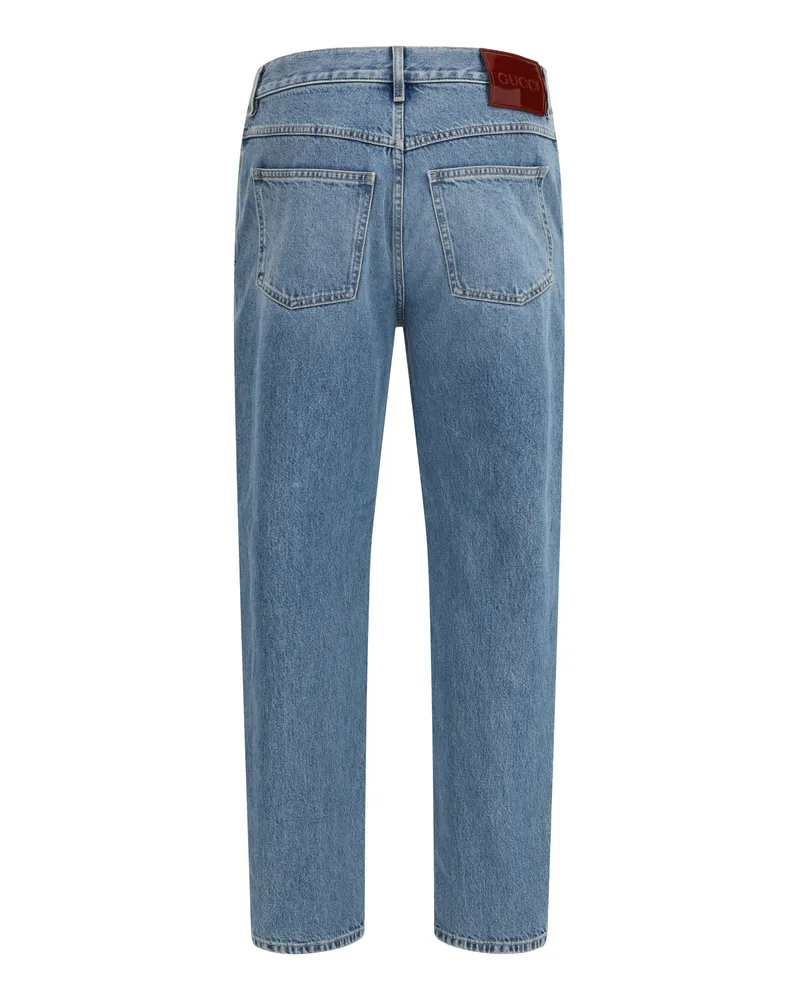 Gucci Men's Slim-Fit Pants Certified Cotton Denim Light Blue Jean Blue