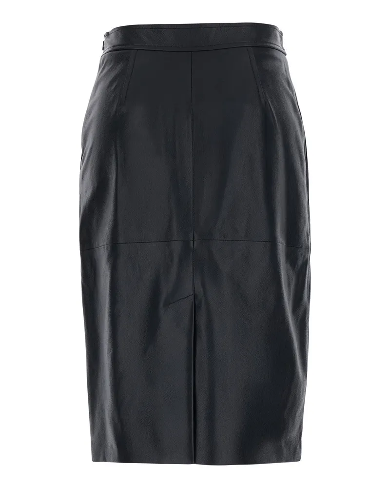 Max Mara Women's Skirt Timore Black Leather Lamb Black