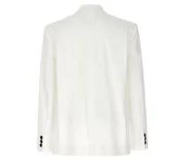 Double-Breasted Cotton Blazer — White
