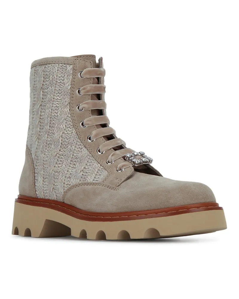 Roger Vivier Viv Rangers Boot — Beige Beige