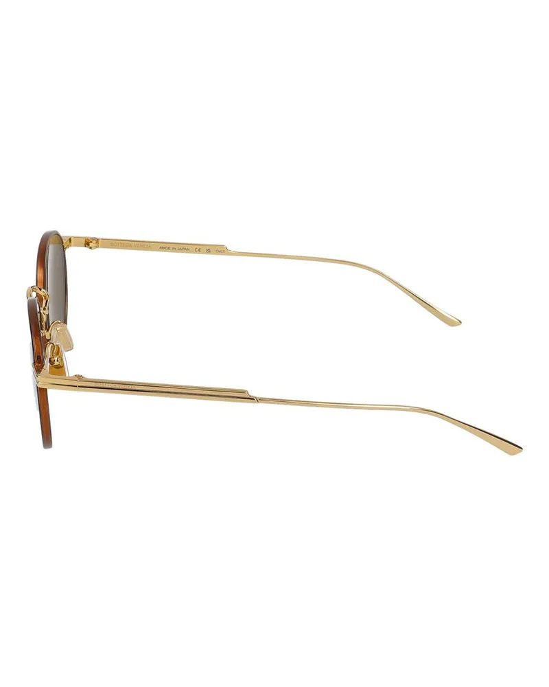 Bottega Veneta Men's Bv1389s Round Metal Frame Sunglasses Gold Gold