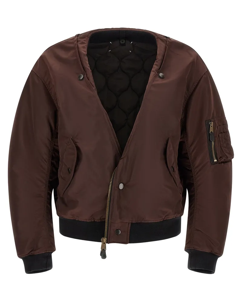 Maison Margiela Men's Multicolor Polyamide Bomber Clothing Brown