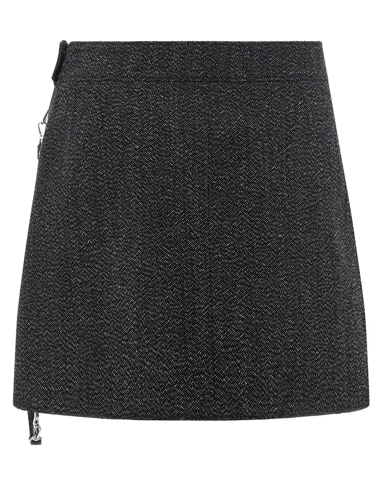 Courrèges Wool Mélange Zipped Skirt — Charcoal Charcoal