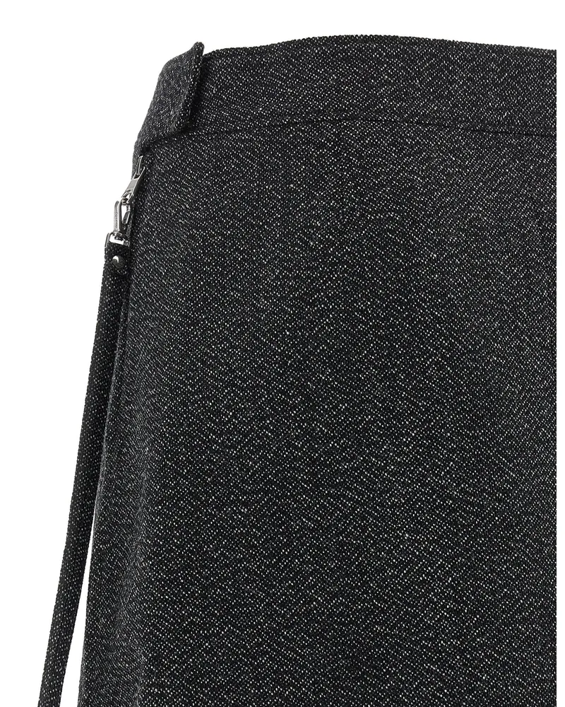 Courrèges Wool Mélange Zipped Skirt — Charcoal Charcoal
