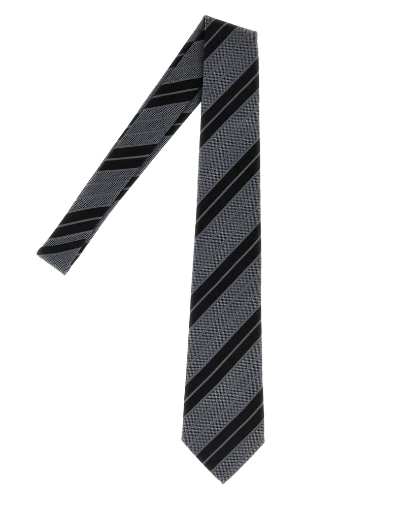 Saint Laurent Men Embroidered Jacquard Tie Blacklightgrey Exterior: Silk Lining: Cravatte E Papillon Ties Gray