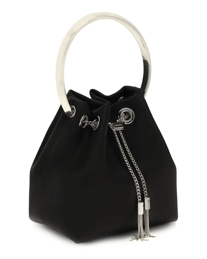 Jimmy Choo Women's Bon Bucket Bag Black-Silver Silk Black/silver Black