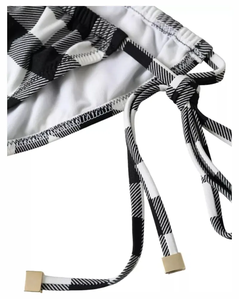 Dolce & Gabbana Women's Black White Check Swimwear Beachwear Bottom Bikini And Nylon Elastane Clothing Multicolor