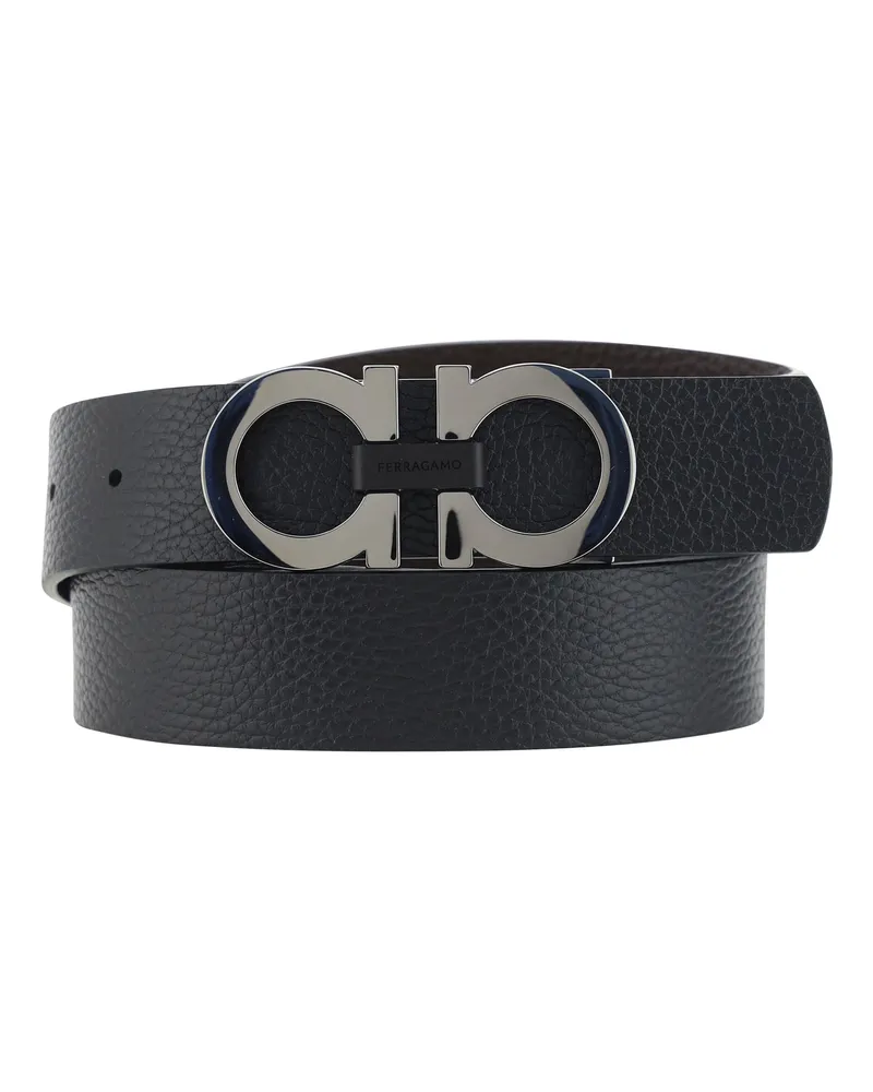 Ferragamo Men's Belt Gancini Black Leather Calf Black