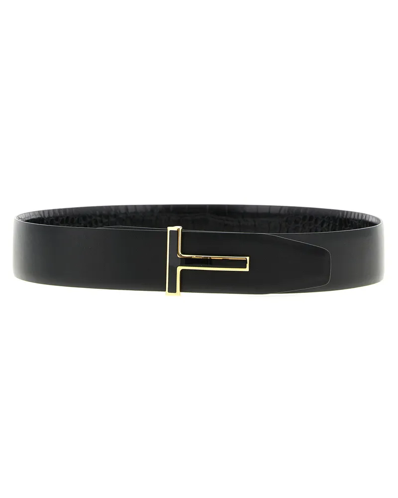 Tom Ford Men's Black Calfskin Regular Belt Black