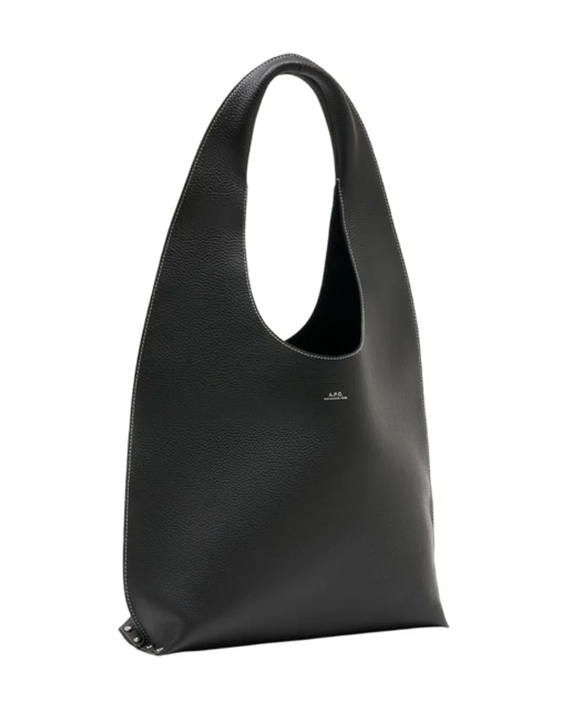 A.P.C. Women's Le Neige Clou Shopper Bag -  Leather Black Cowhide Shoulder-Hobo-Bags Black