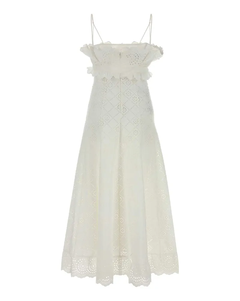 Alberta Ferretti Women's White Broderie Anglaise Dress Bianco Abiti White