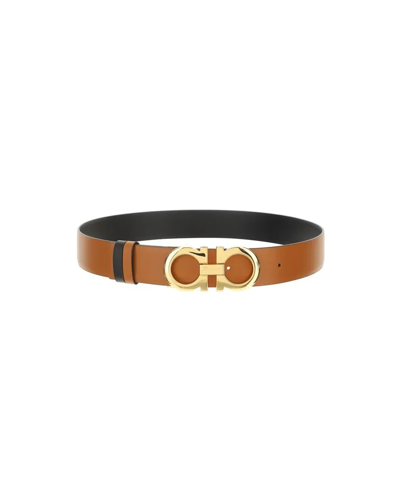 Ferragamo Women's Brown Calf Leather Bos Taurus Regular Belt Brown