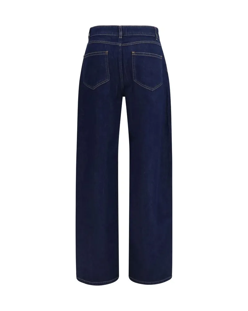 Max Mara Barrel-Leg Denim Jeans — Navy Navy