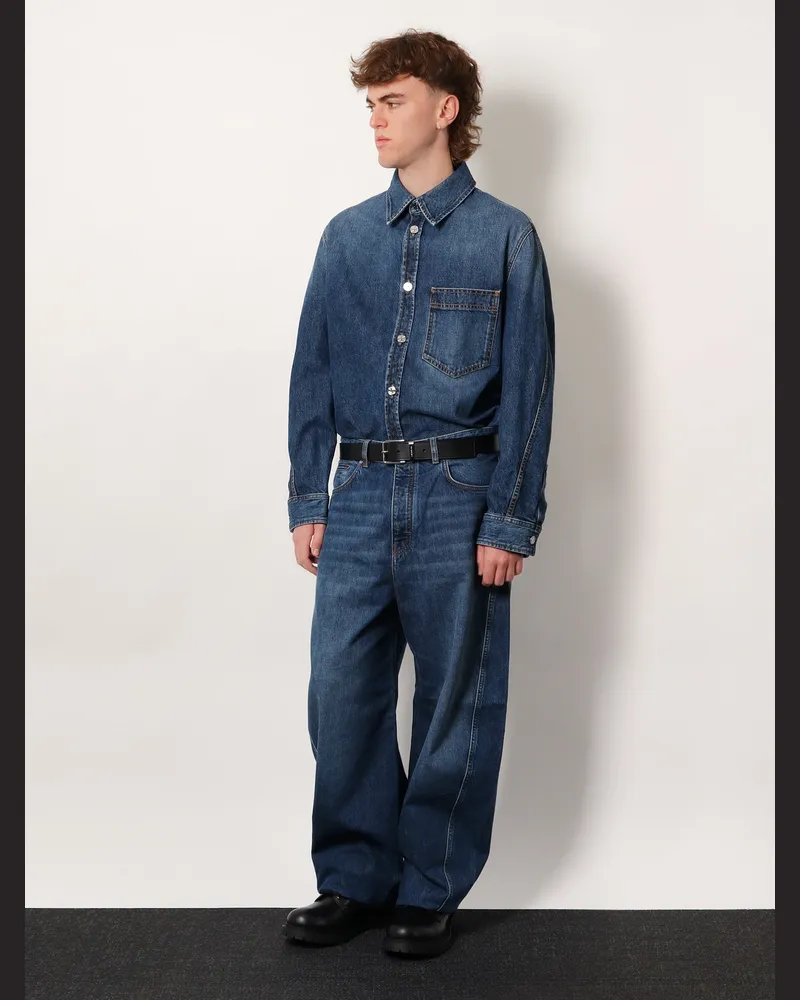 Givenchy Men's Twisted Stone-Washed Denim Jeans Blue Cotton Blue