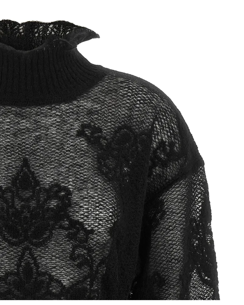 Twin-Set Jacquard Alpaca Blend Sweater — Black Black