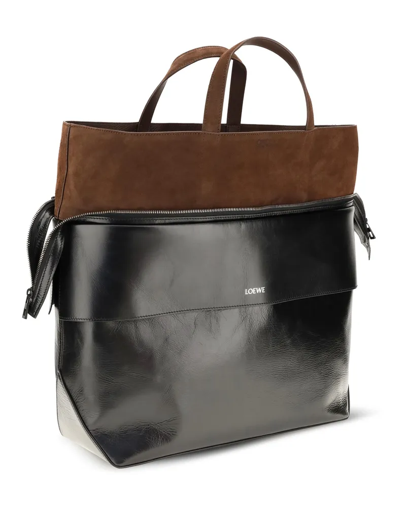 Loewe Men's Tote Large Switch Black-Espresso Calf Leather (bos Taurus) Shoulder Bags Black/espresso Black