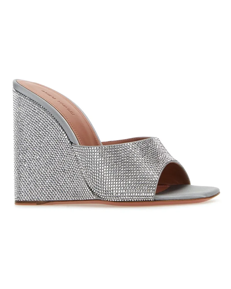 Amina Muaddi Lupitawedgsatin Gresilchrcry Scarpe Con Tacco High Heel Shoes Silver