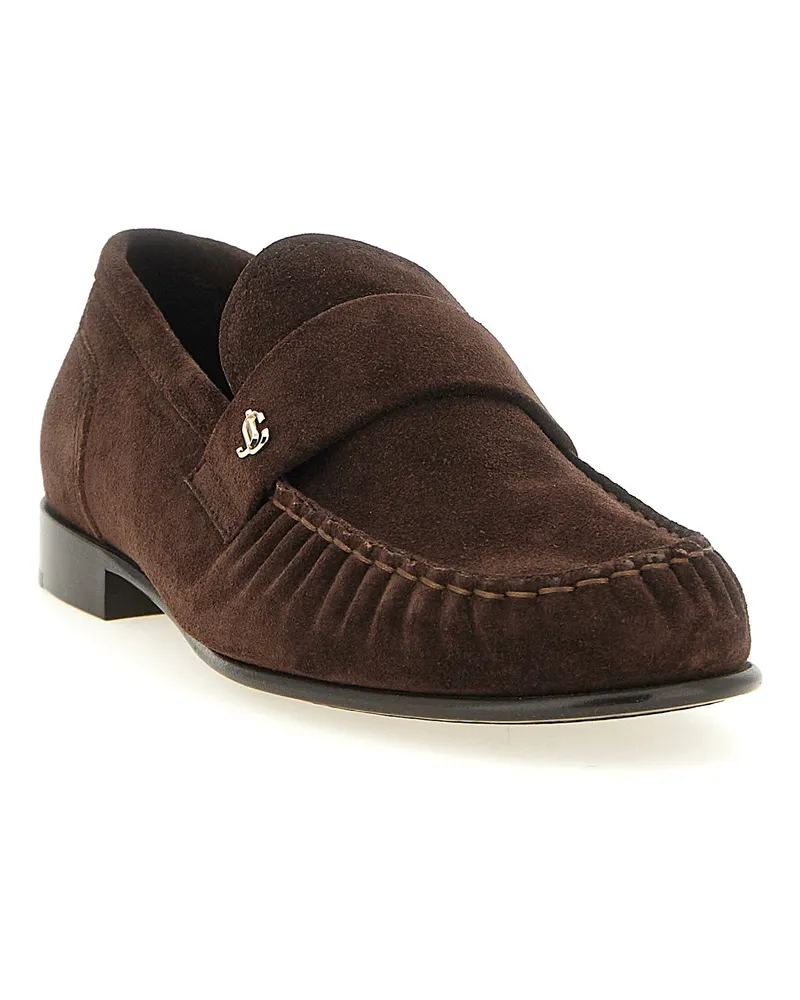 Jimmy Choo Women's Brown Leather Slip-On Loafers Brown