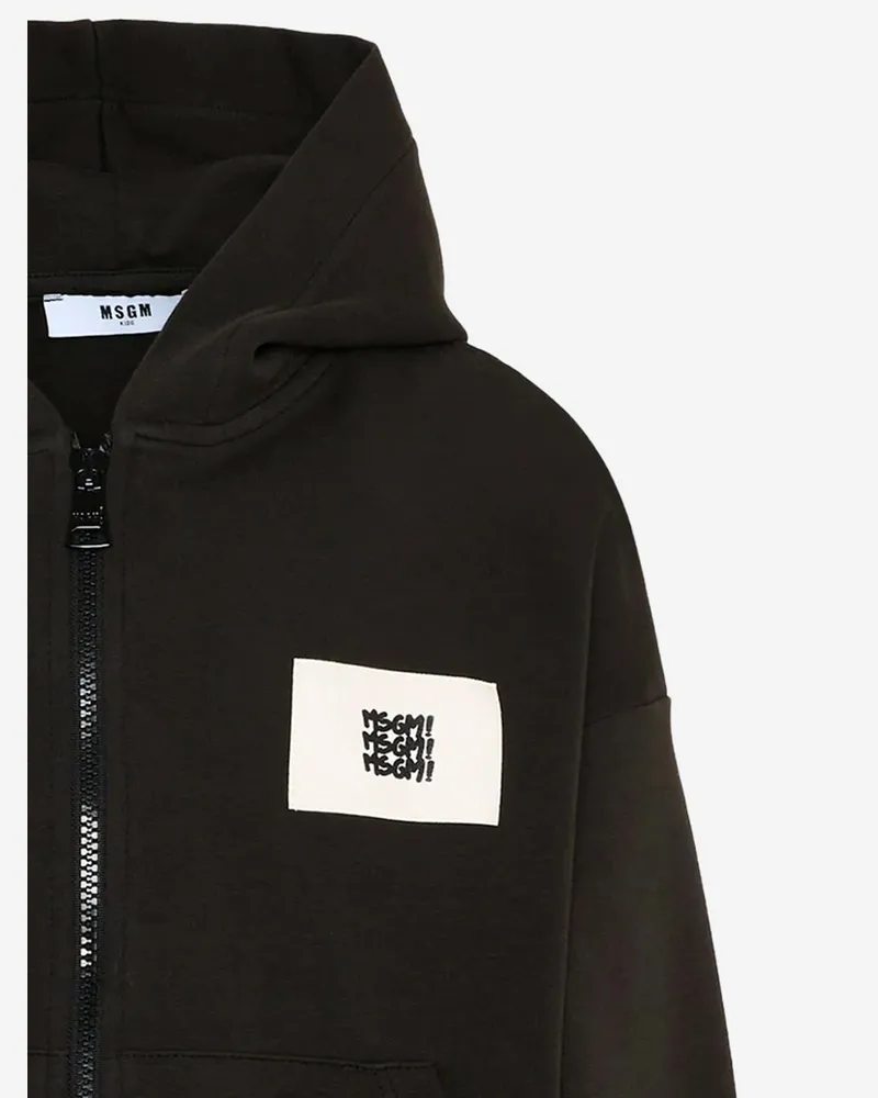 MSGM Kids' Hoodie Cotton Black Hoods & Sweatshirts Black