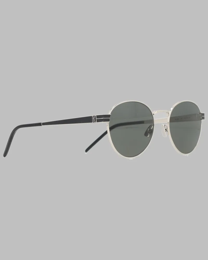Saint Laurent 610926_Y99488130 Logo-Engraved Metal Sunglasses — Black Black