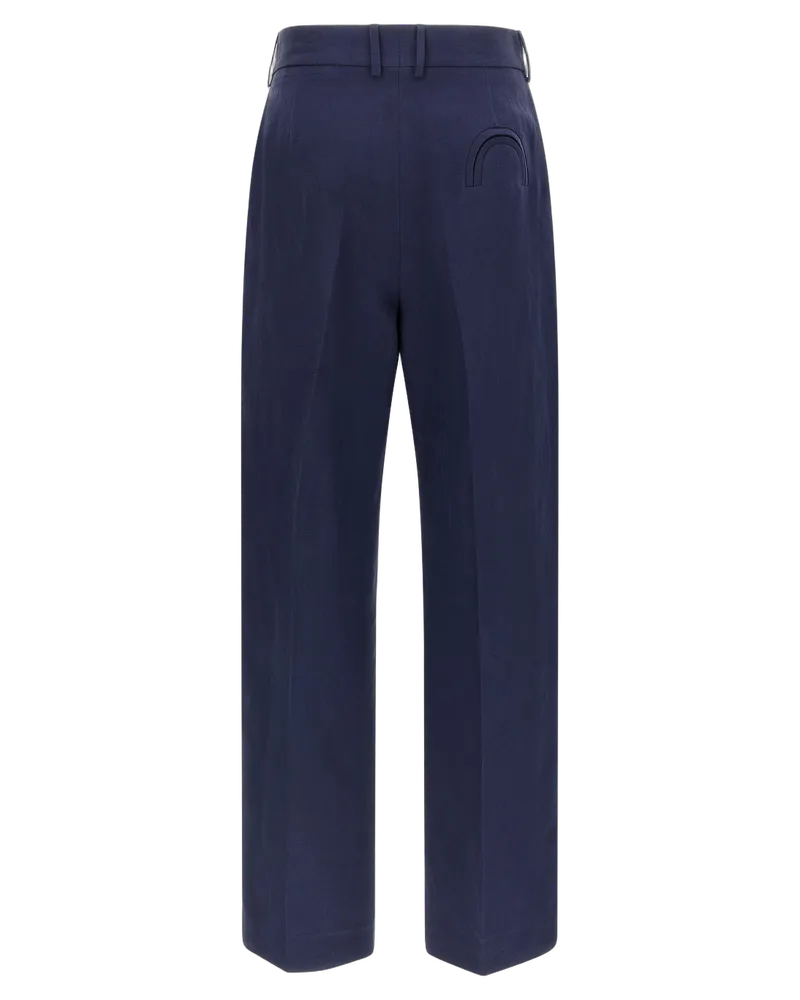 Blazé Milano Women's Blue Linen Casual Pants Navy