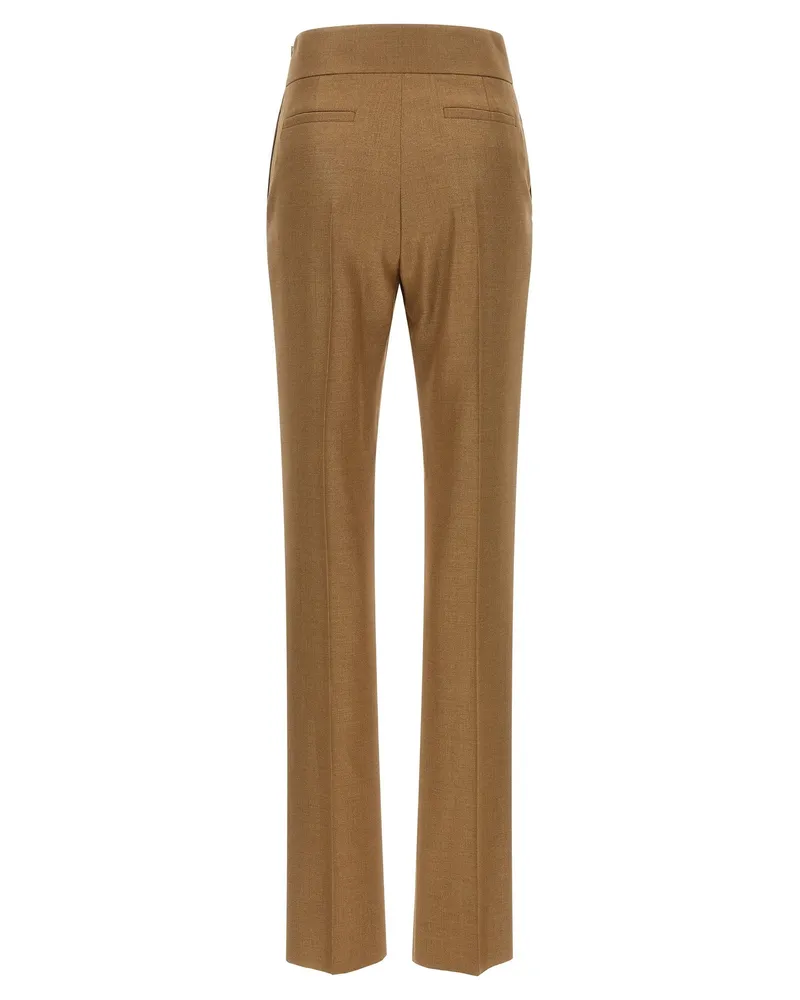 Valentino Garavani Virgin Wool-Silk Blend Trousers — Camel Camel