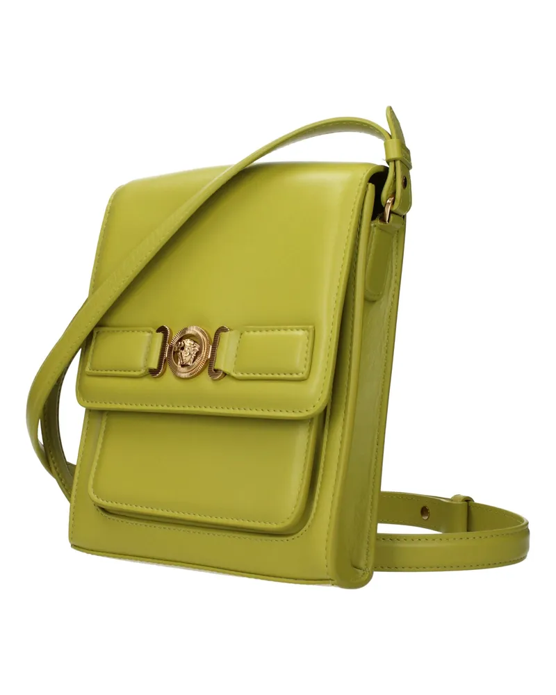Versace Men's Green Leather Crossbody Bag Green