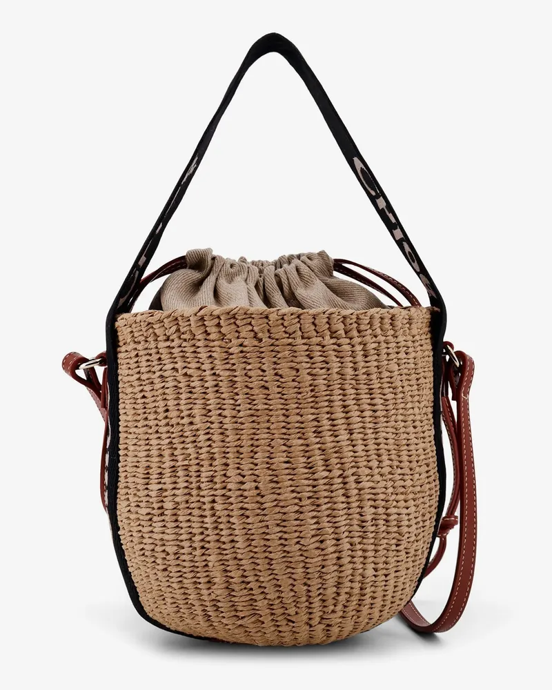 Chloé Women's Bucket Bag Woody Brown Raffia Brown