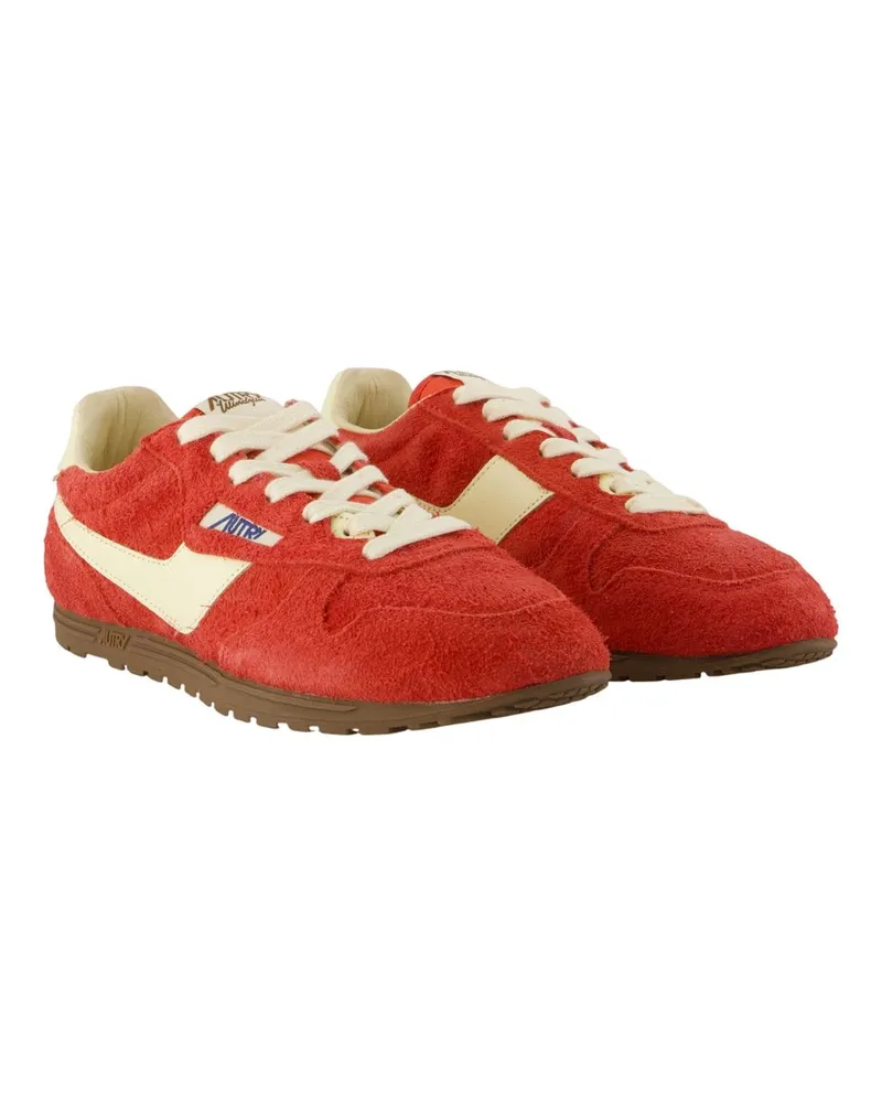 AUTRY Women's Windspin Low Sneakers -  Leather Red Calfskin Shoes Red