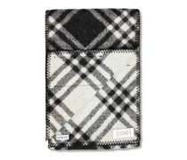 Check Wool Scarf — Black