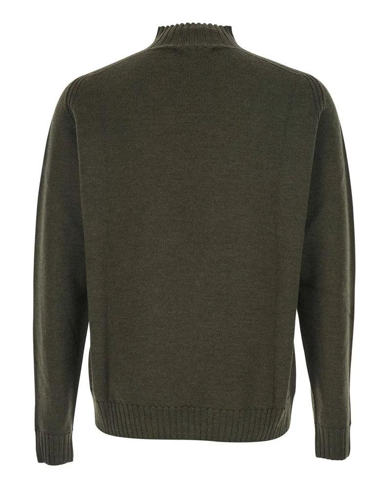 Vivienne Westwood Men's Green Crew Neck Sweater With Embroidered Logo Virgin Wool Tops Top Green