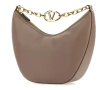 Women's Antiqued Pink Leather Medium Hobo Vlogo Moon Shoulder Bag Clay Borse A Mano