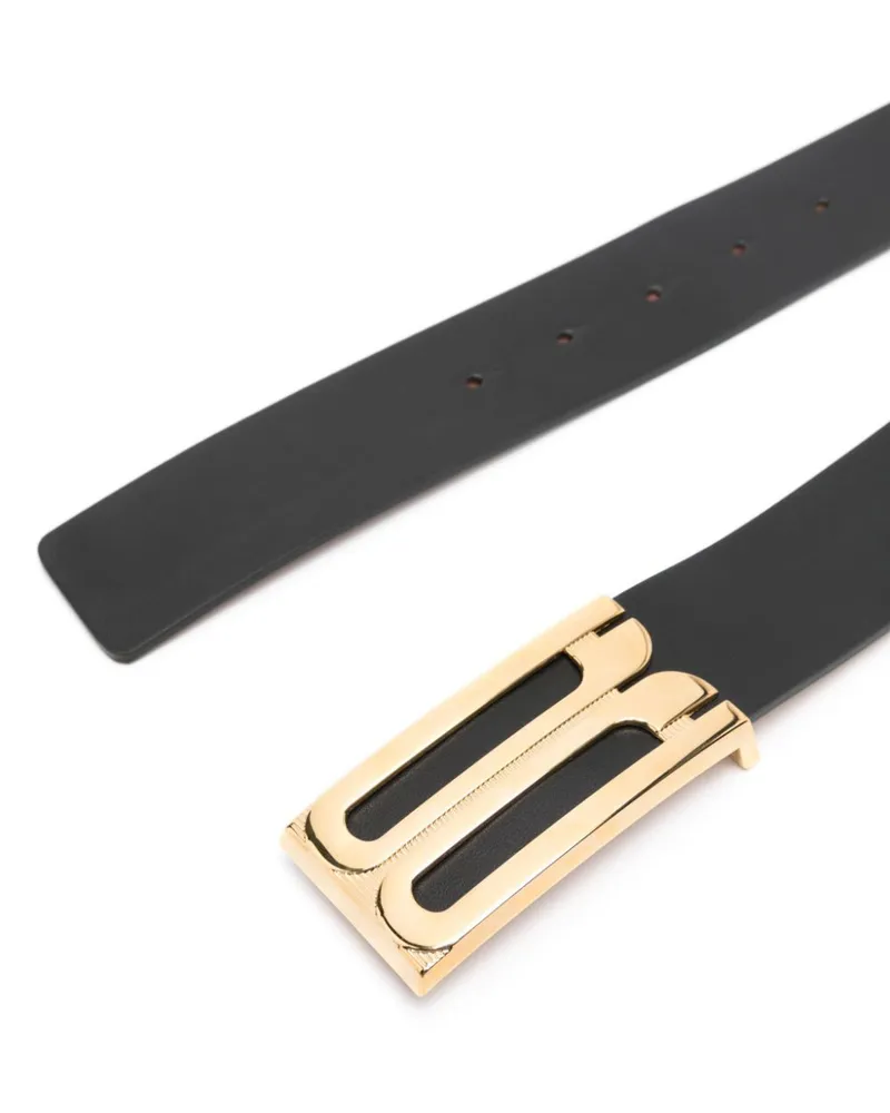 Victoria Beckham Logo-Buckle Leather Belt — Black Black