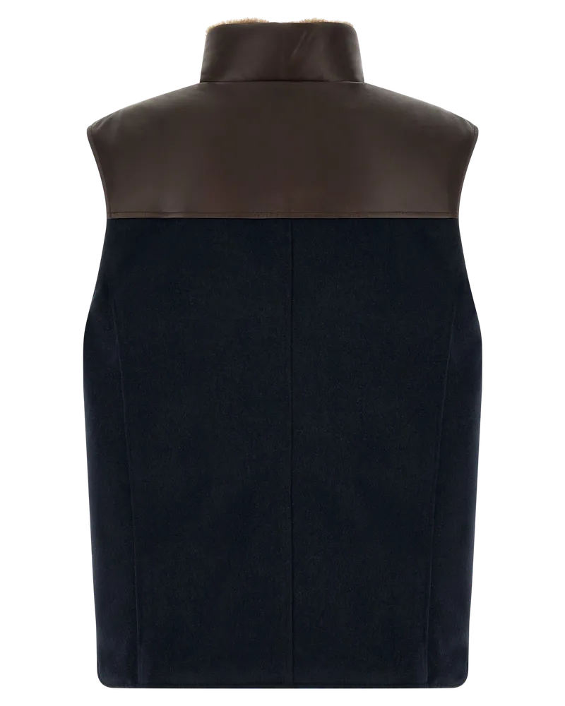 Brunello Cucinelli Men's Blue Wool Sleeveless Jacket Clothing Blue