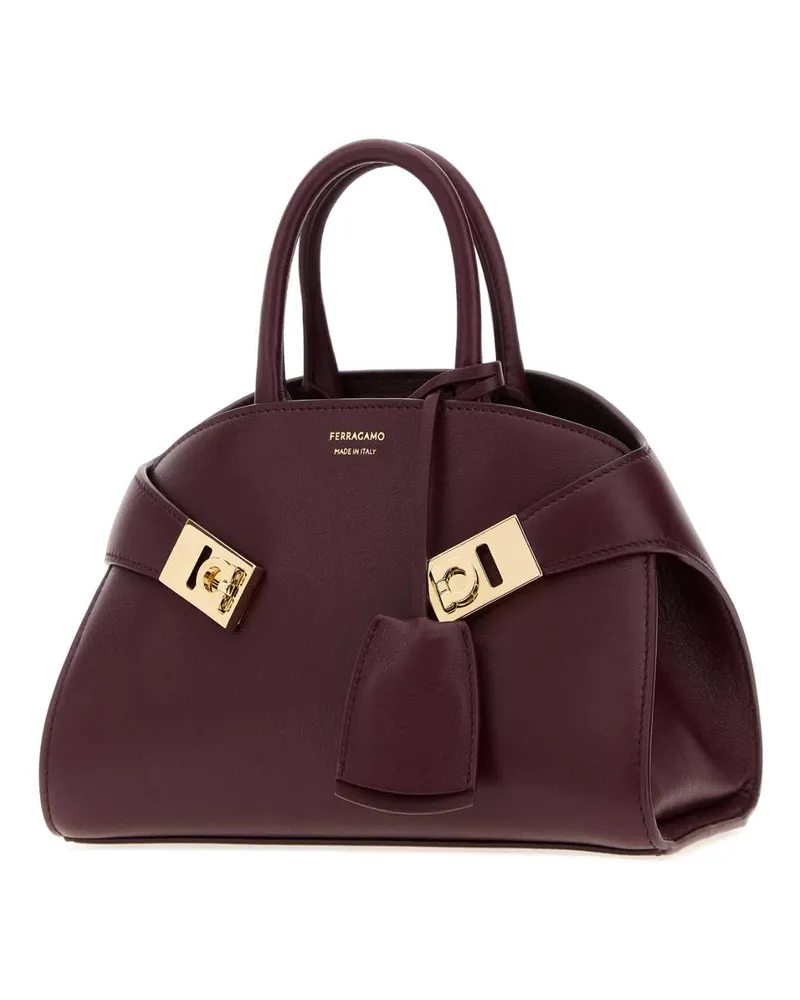 Ferragamo Women's Aubergine Leather Mini Hug Handbag Plumplum Borse A Mano Bag Purple