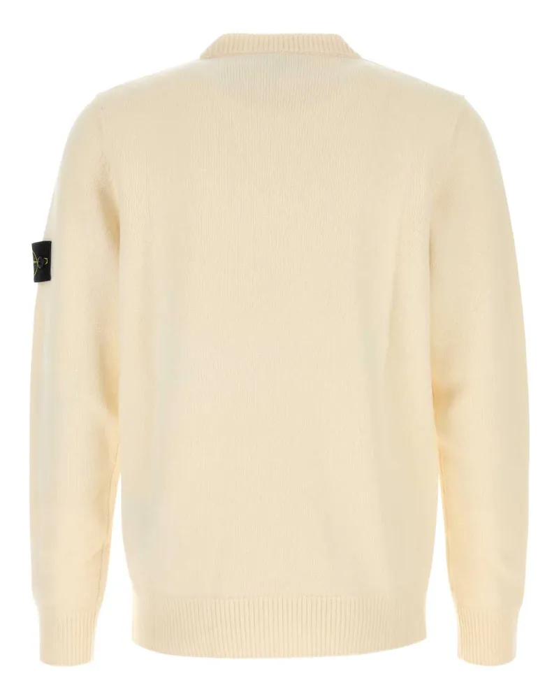 Stone Island Men's Ivory Wool Blend Sweater Exterior: Virgin Nylon Maglieria Beige