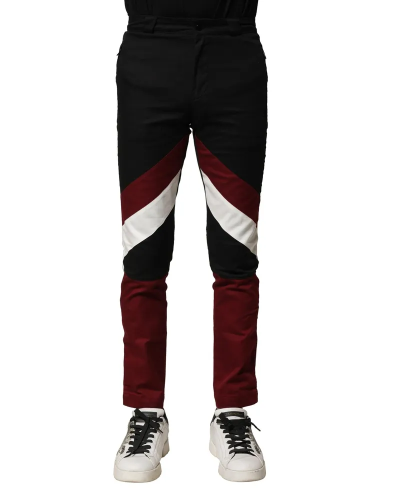 Dolce & Gabbana Multicolor Cotton Jogger Men Pants Elastane Black
