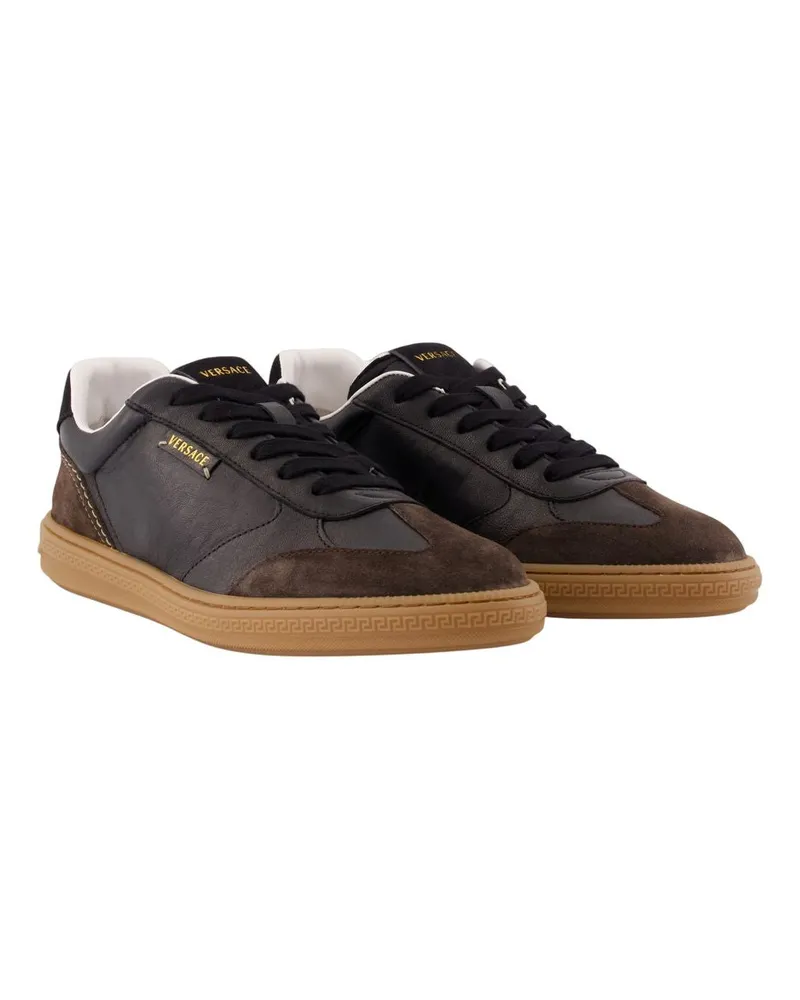Versace Men's Sneakers -  Leather Black Lambskin Shoes Black