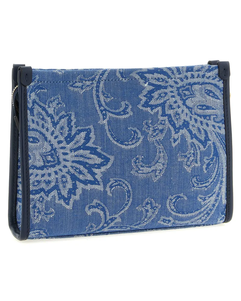 Etro Paisley Jacquard Logo-Embroidered Clutch — Blue Blue
