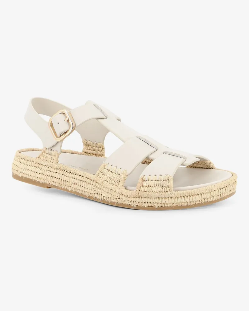 Paloma Barceló Women's Leather Sandals Yuka White Leather-Raffia Leather/raffia White
