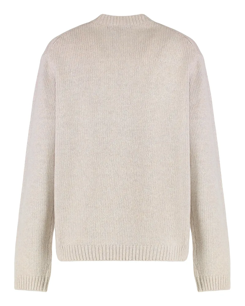 Kitsuné Women's Round-Neck Wool Sweater With Fox Motif Sand Beige