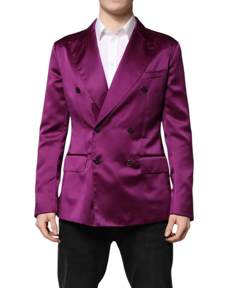 Dolce & Gabbana Purple Double Breasted Men Suit Coat Blazer Polyester Purple