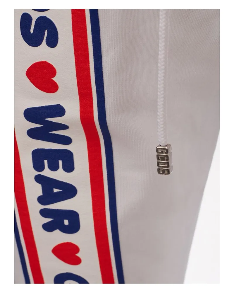 GCDS Logo-Striped Cotton Joggers — White White