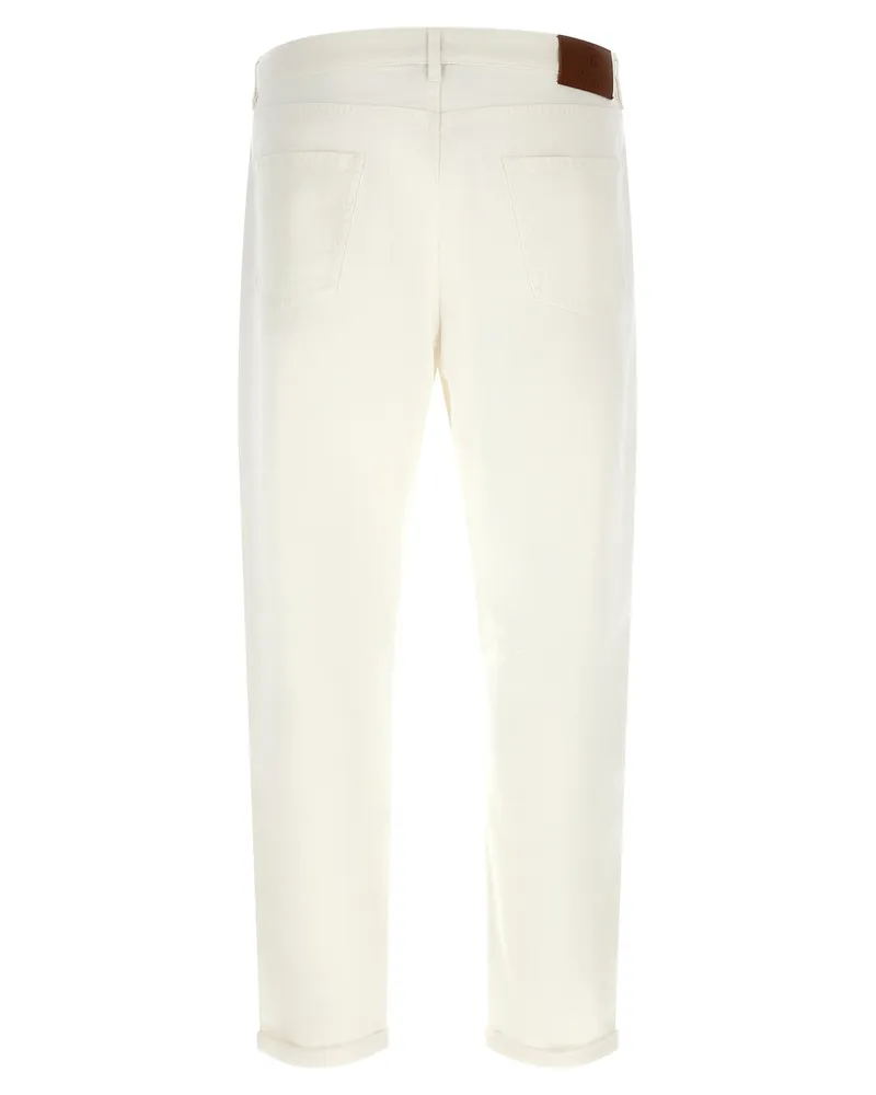 Brunello Cucinelli Men's White Cotton Cropped Jeans Clothing White