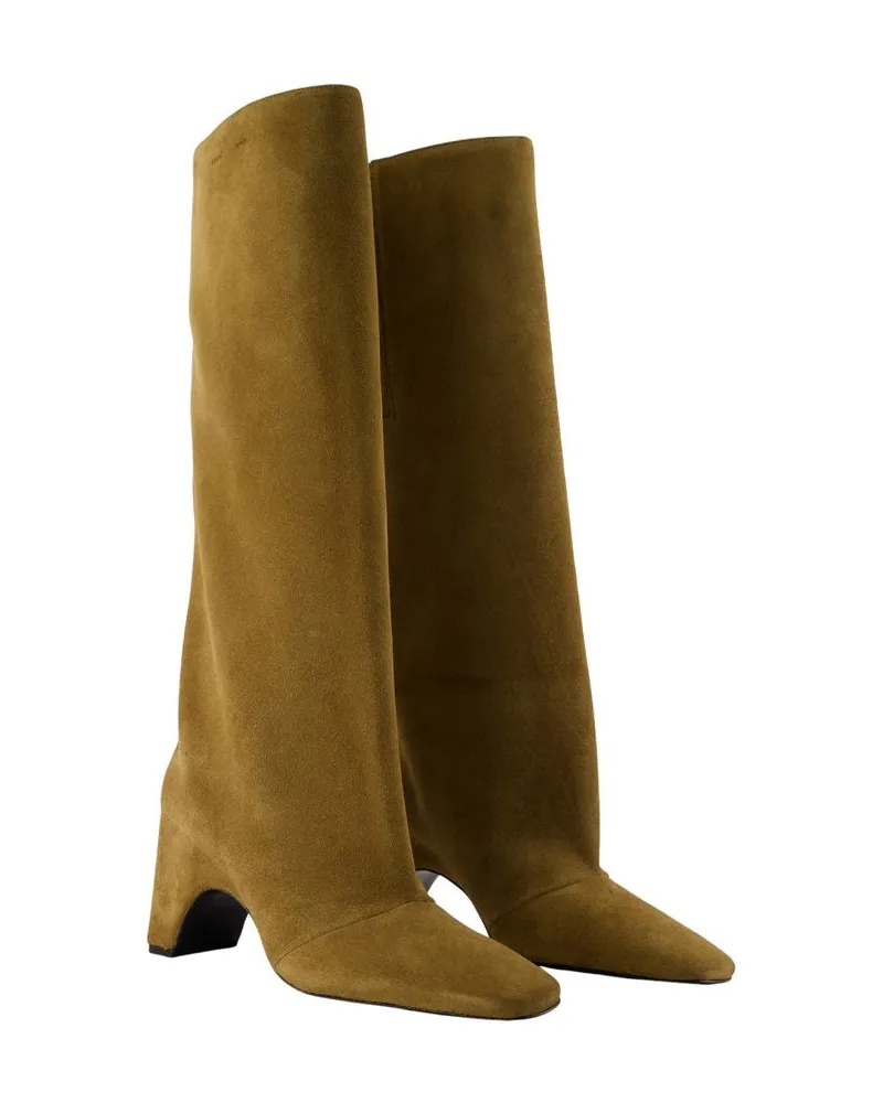 COPERNI Women's Bridge Boots -  Leather Khaki Calfskin Shoes Khaki
