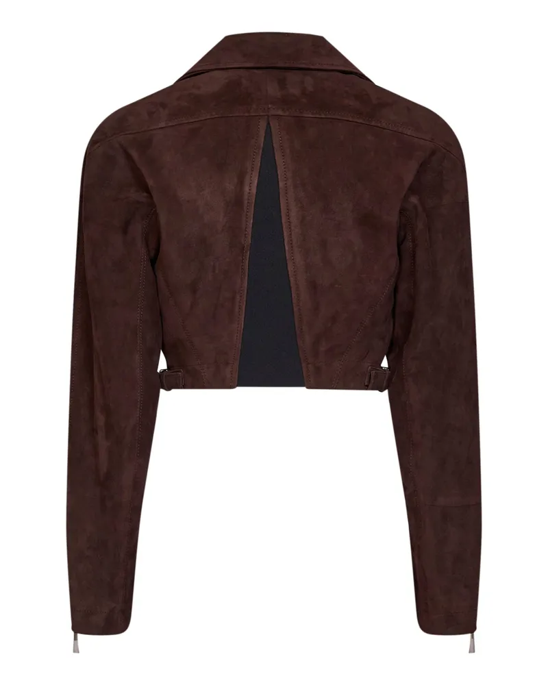 Alaïa Women's Biker Jacket Brown Suede Goatskin Bomber Brown